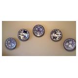 5 Morocco hand painted 10' redware plates