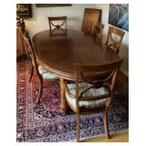 Stanley dining table, 6 chairs, 2 leaves