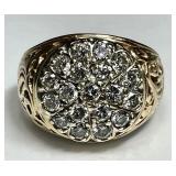 Men's 14k gold ring with 19 diamonds