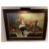 Still life oil on canvas w/museum light 29x37