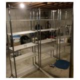 Three 6' metal and glass shelving units