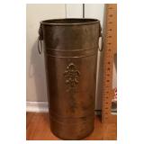 Brass umbrella stand with lion head handles