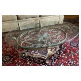 2' x 4' oval glass top coffee table