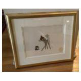Framed Walt Disney Bambi serigraph 18x21