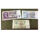 3 USSR banknotes