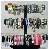 Large lot of costume jewelry bracelets