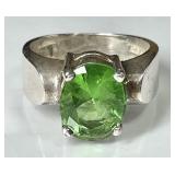 Sterling silver ring with green stone