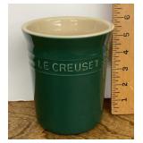 Green Le Creuset utensil crock