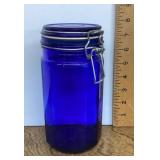 Cobalt blue glass storage jar