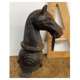Antique cast iron horse head hitching post