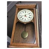 Seth Thomas oak case calendar wall clock