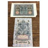 German and Russian bank notes