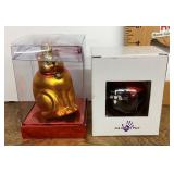 2 cat Christmas ornaments