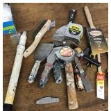Hand tools, measures, paintbrushes cleanup lot