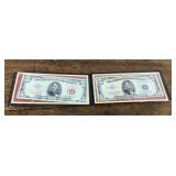 Red seal and blue seal $5 bills