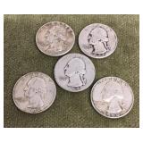5 silver quarters