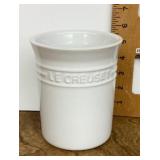 White Le Creuset utensil crock