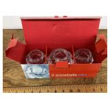 Kosta Boda glass snowball votive candle holder set