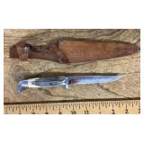 Stag handle fixed blade knife