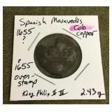 Spanish Maravedis copper cob