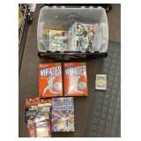 Clean up sports items in tote