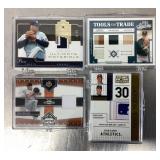 4 game used/worn jersey/bat baseball cards