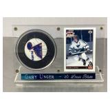 Gary Unger autographed hockey puck and card