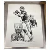 Artist signed print of Joe Montana
