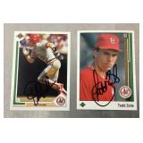Todd Zeile & Rex Hudler autographed baseball cards