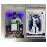 2 game worn jersey baseball cards