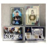 4 game worn/used jersey/bat baseball cards