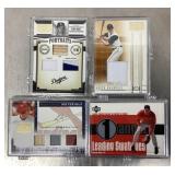 4 game worn/used jersey/bat baseball cards