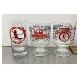 3 St Louis Cardinals glasses