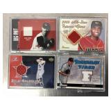 4 game worn jersey baseball cards