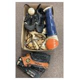 Box of baseball gear