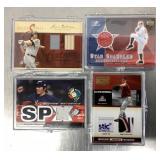4 game used/worn baseball cards