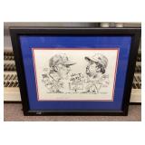 Framed Whitey Herzog autographed caricature18x22