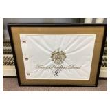 Donald Trump autographed golf pin flag 17x22
