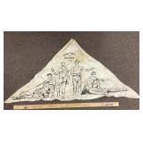 Antique triangle bandage with illustrations