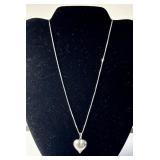 Sterling silver puffy heart necklace