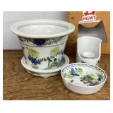 Flower pot, candleholder, & ashtray set