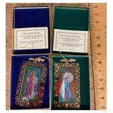 2 Rolan Johnson gold plated brass ornaments