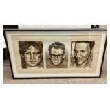 Ronnie Wood signed print "John, Buddy & Elvis"
