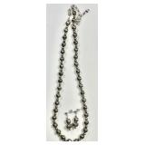 Relios sterling silver bead necklace & earrings