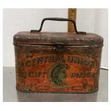 Central Union lunch pail style tobacco tin