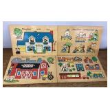 4 vintage Fisher-Price wooden puzzles