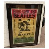 Framed Beatles poster 18x26
