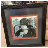 Framed Hessam signed art print 33"