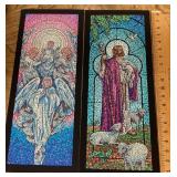 2 Rolan Johnson mosaic style prints on cardboard
