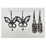 2 pair sterling silver earrings